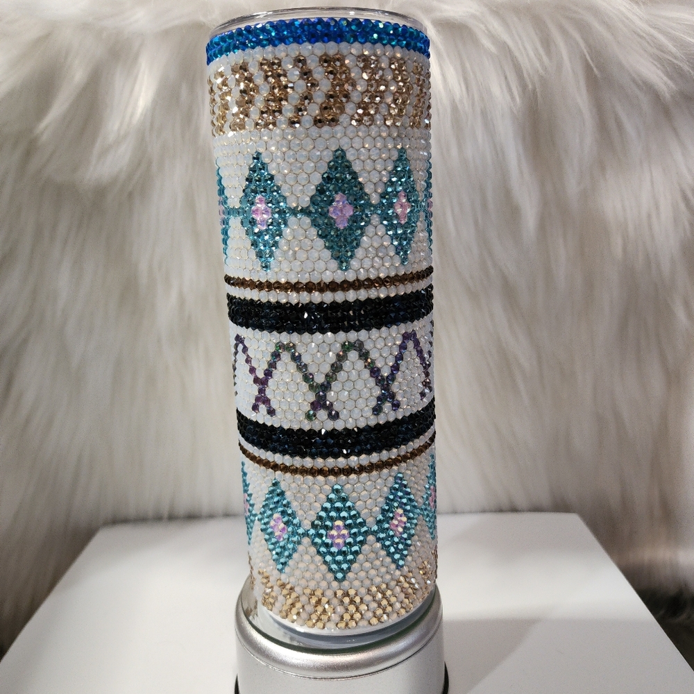 BRAND NEW DOUBLE WALL STAINLESS STEEL RHINESTONE TUMBLER 20OZ